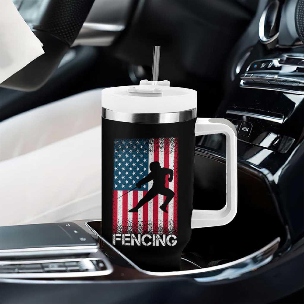 American Flag Fencing USA Patriotic Tumbler With Handle