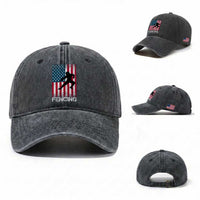 American Flag Fencing USA Patriotic Washed Cotton Baseball Cap