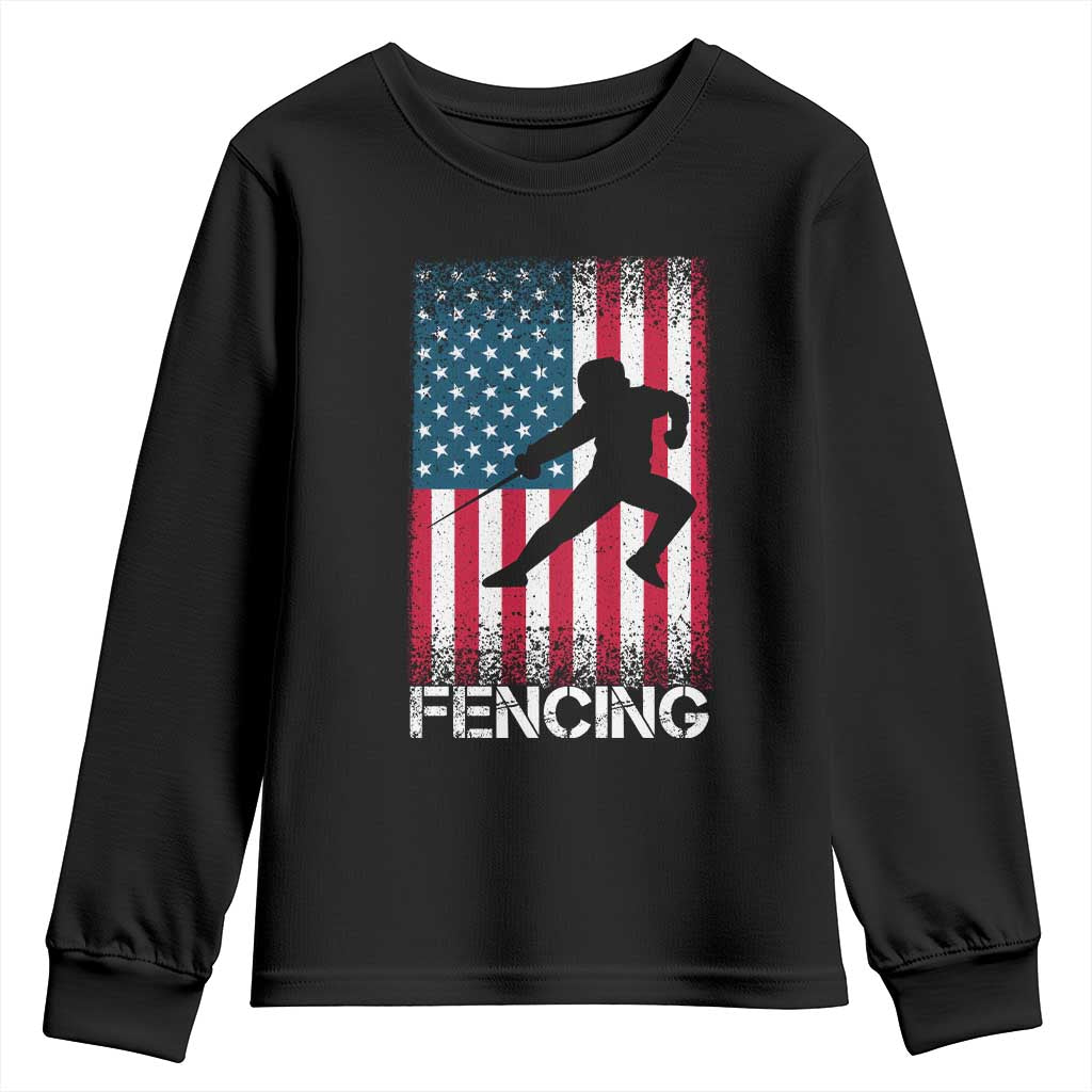 American Flag Fencing USA Patriotic Youth Sweatshirt - Wonder Print Shop