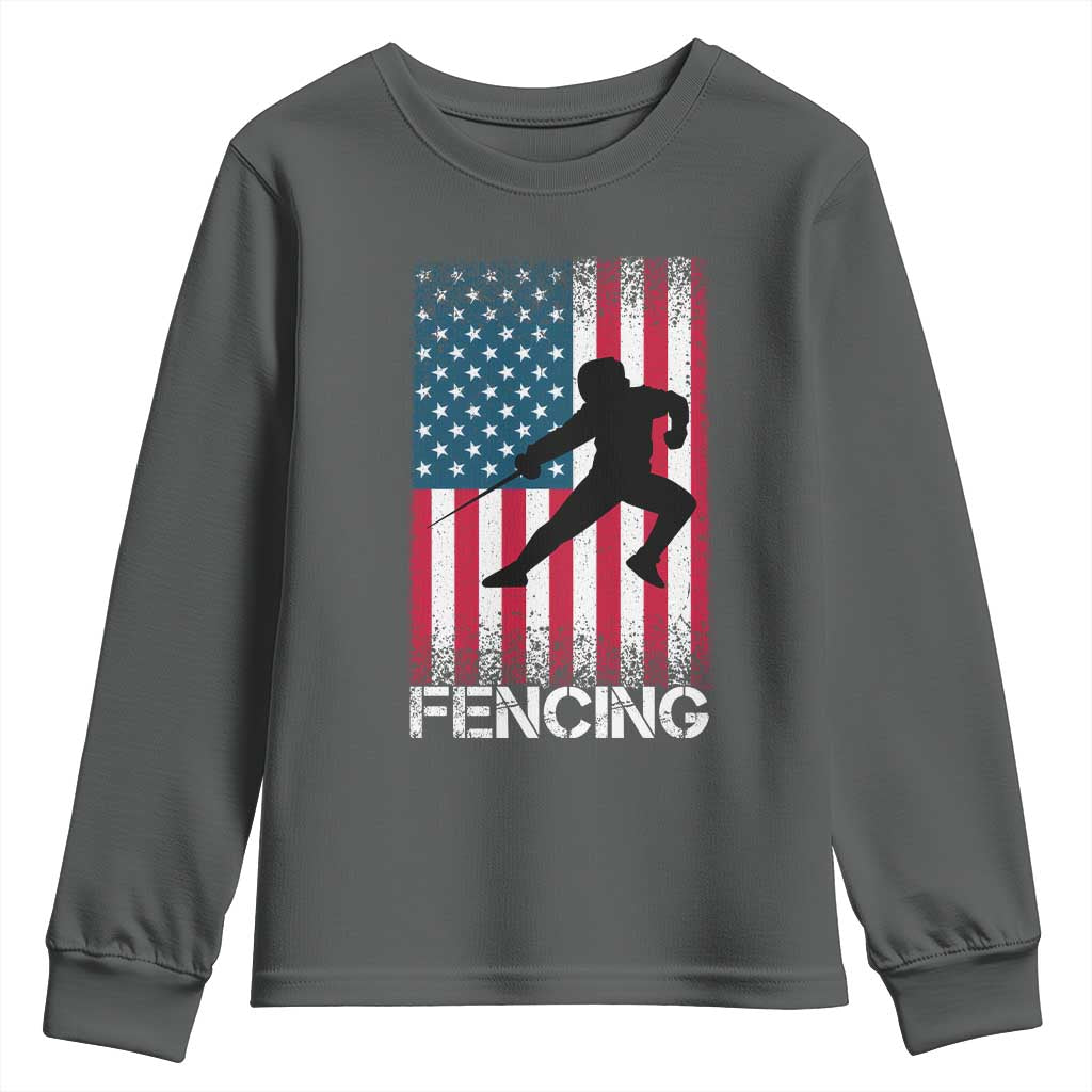 American Flag Fencing USA Patriotic Youth Sweatshirt - Wonder Print Shop