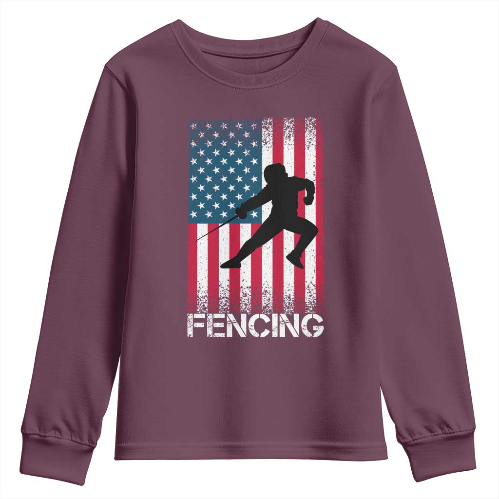 American Flag Fencing USA Patriotic Youth Sweatshirt - Wonder Print Shop