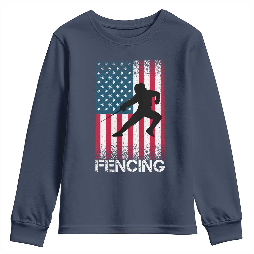 American Flag Fencing USA Patriotic Youth Sweatshirt - Wonder Print Shop