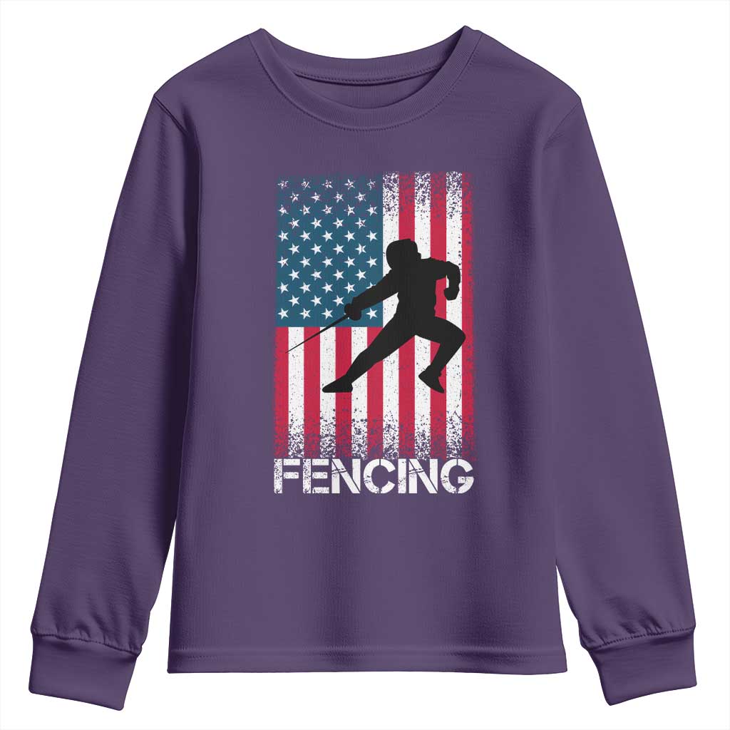 American Flag Fencing USA Patriotic Youth Sweatshirt - Wonder Print Shop