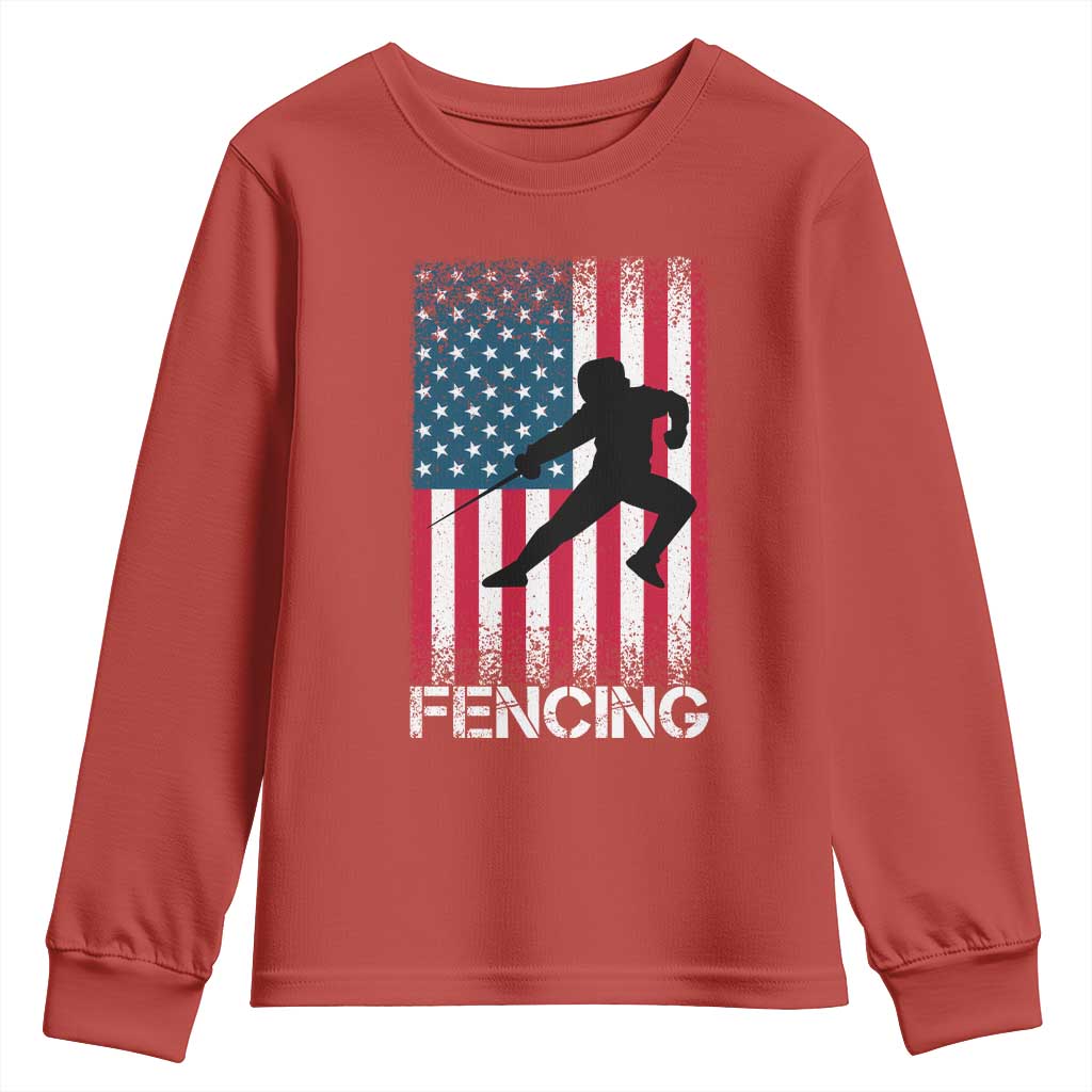 American Flag Fencing USA Patriotic Youth Sweatshirt - Wonder Print Shop