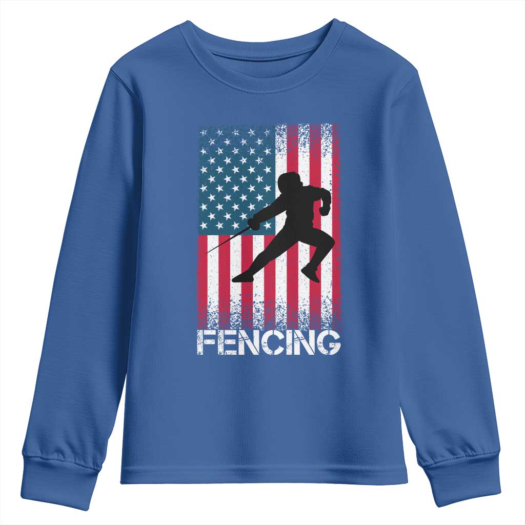 American Flag Fencing USA Patriotic Youth Sweatshirt - Wonder Print Shop
