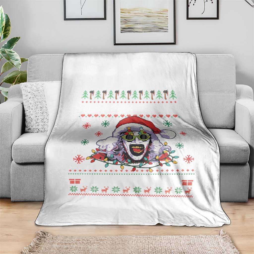 Terrifier Santa Christmas Throw Blanket Getting Into The Holiday Spirit Horror Movie - Wonder Print Shop
