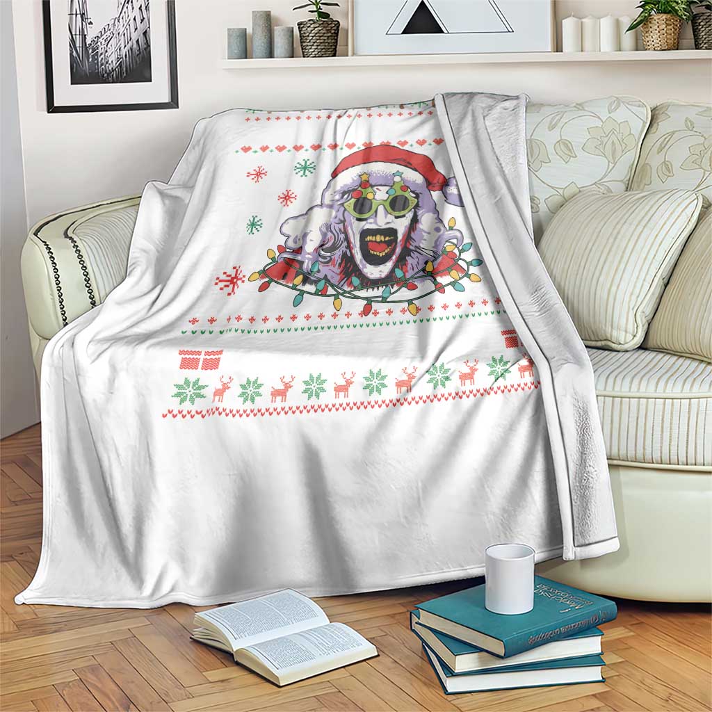 Terrifier Santa Christmas Throw Blanket Getting Into The Holiday Spirit Horror Movie - Wonder Print Shop
