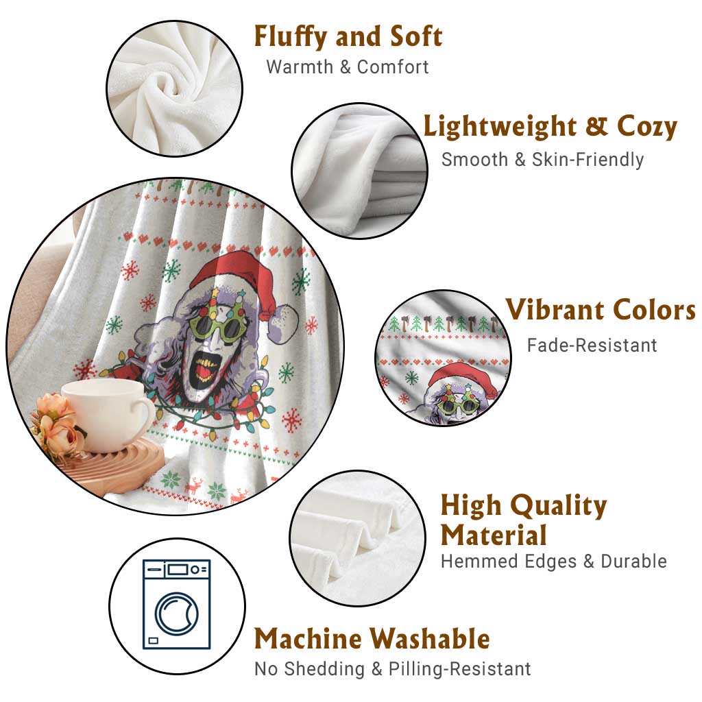 Terrifier Santa Christmas Throw Blanket Getting Into The Holiday Spirit Horror Movie - Wonder Print Shop