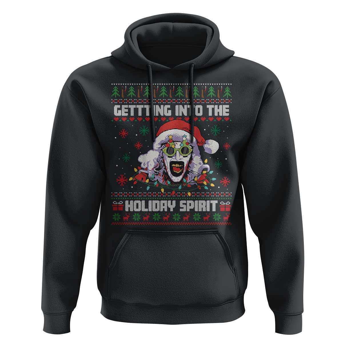 Terrifier Santa Christmas Hoodie Getting Into The Holiday Spirit Horror Movie - Wonder Print Shop