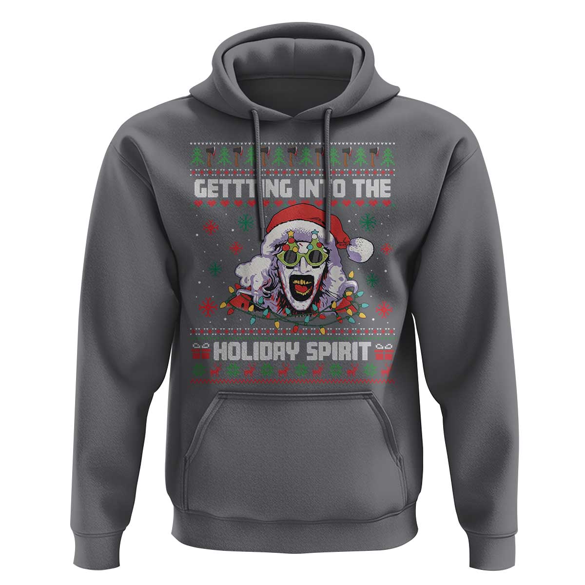 Terrifier Santa Christmas Hoodie Getting Into The Holiday Spirit Horror Movie - Wonder Print Shop