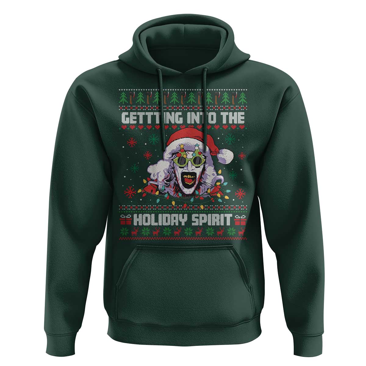 Terrifier Santa Christmas Hoodie Getting Into The Holiday Spirit Horror Movie - Wonder Print Shop