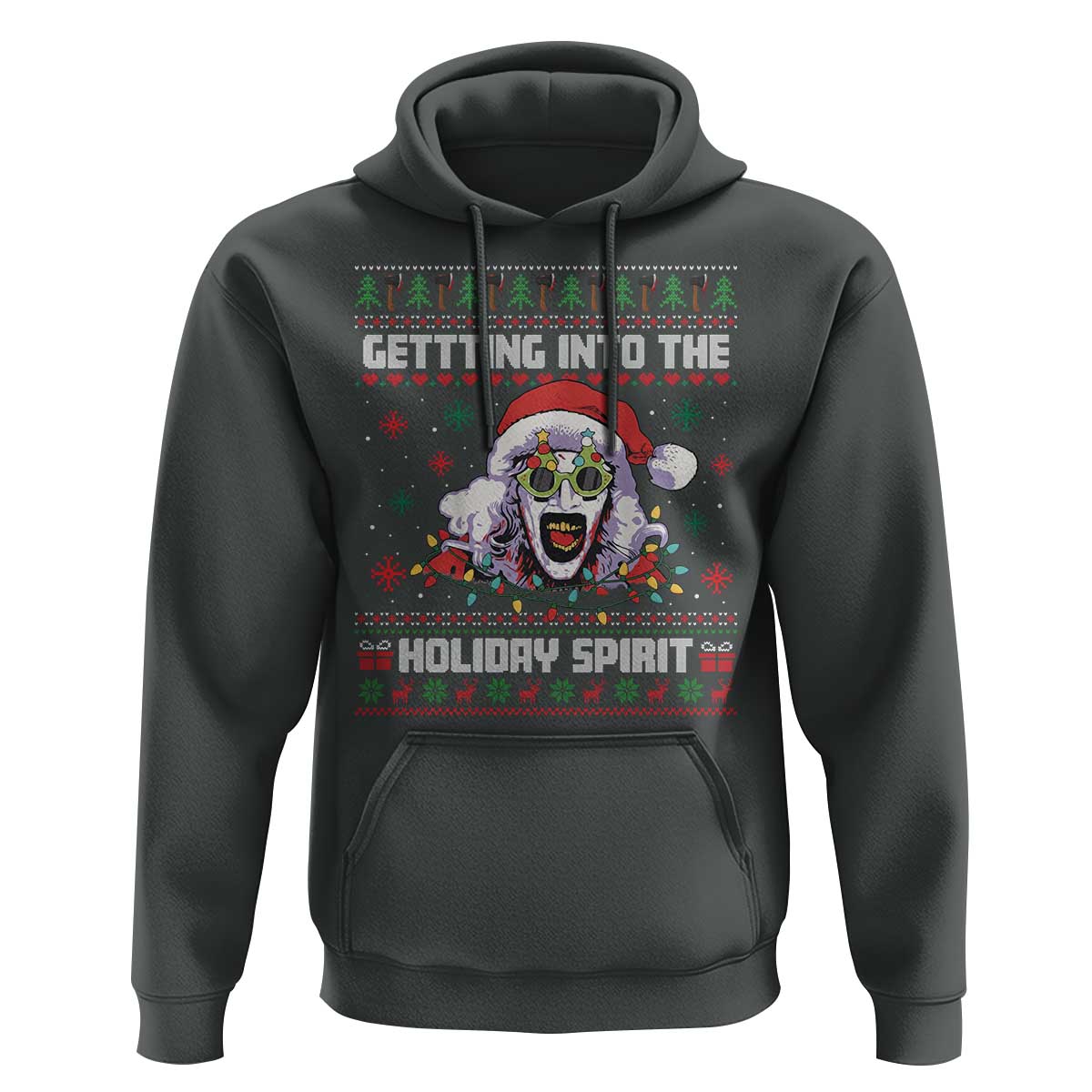 Terrifier Santa Christmas Hoodie Getting Into The Holiday Spirit Horror Movie - Wonder Print Shop