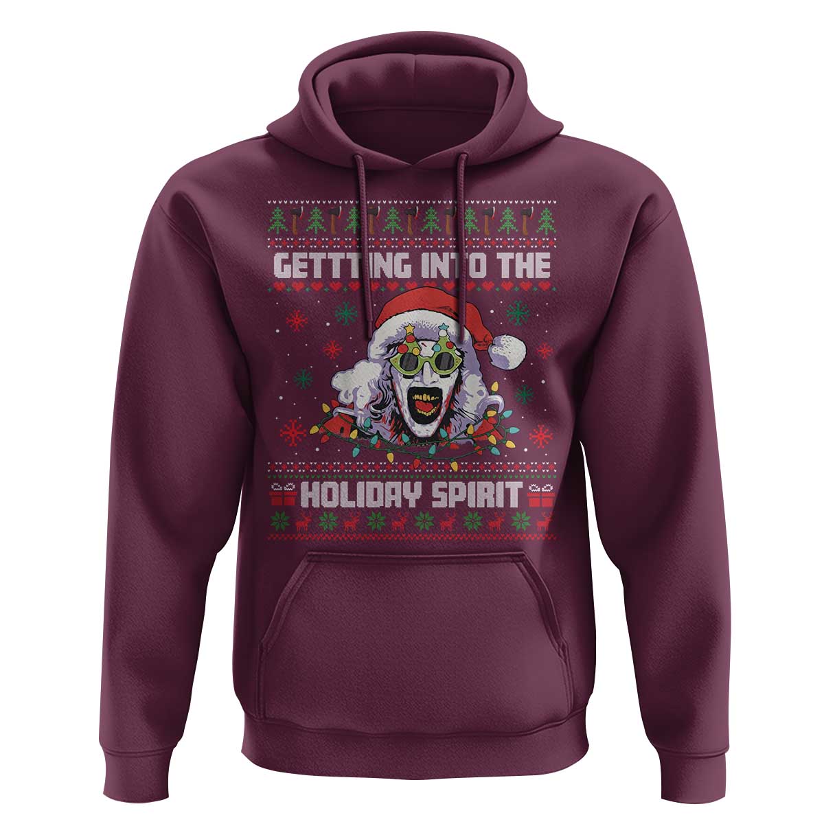 Terrifier Santa Christmas Hoodie Getting Into The Holiday Spirit Horror Movie - Wonder Print Shop