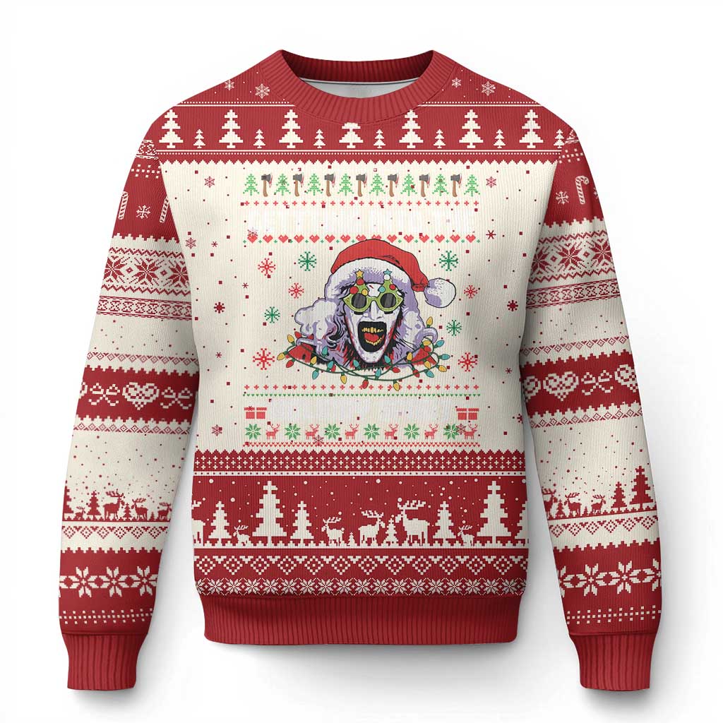 Terrifier Santa Xmas Ugly Christmas Sweater Getting Into The Holiday Spirit Horror Movie - Wonder Print Shop