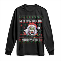 Terrifier Santa Christmas Long Sleeve Shirt Getting Into The Holiday Spirit Horror Movie - Wonder Print Shop