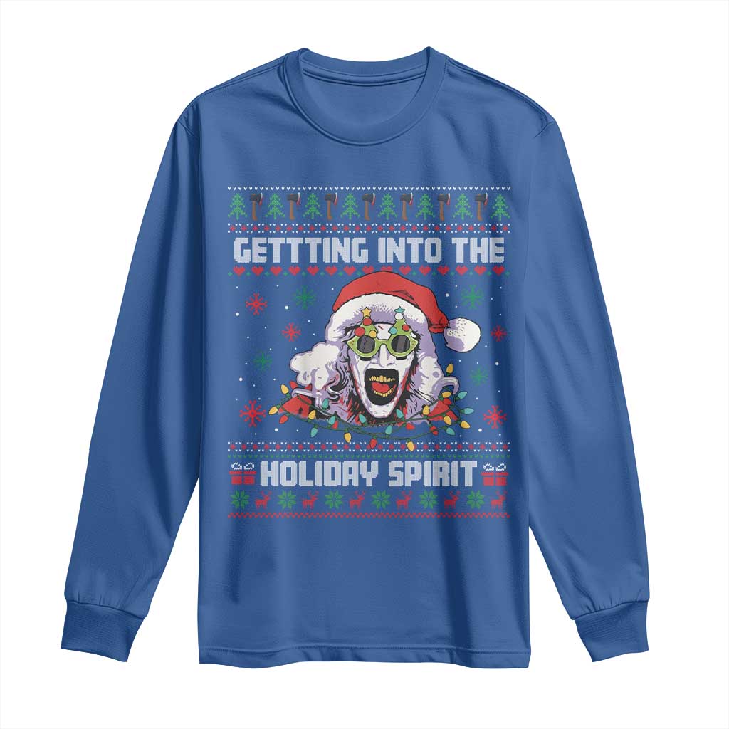 Terrifier Santa Christmas Long Sleeve Shirt Getting Into The Holiday Spirit Horror Movie - Wonder Print Shop