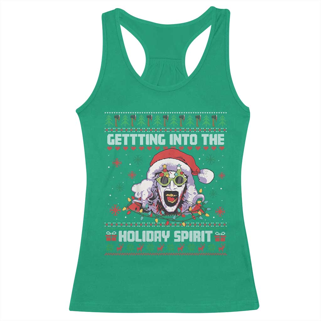 Terrifier Santa Christmas Racerback Tank Top Getting Into The Holiday Spirit Horror Movie - Wonder Print Shop