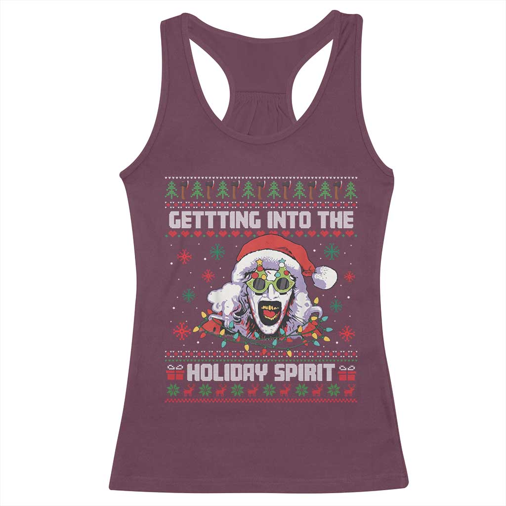 Terrifier Santa Christmas Racerback Tank Top Getting Into The Holiday Spirit Horror Movie - Wonder Print Shop