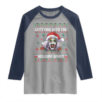 Terrifier Santa Christmas Raglan Shirt Getting Into The Holiday Spirit Horror Movie - Wonder Print Shop