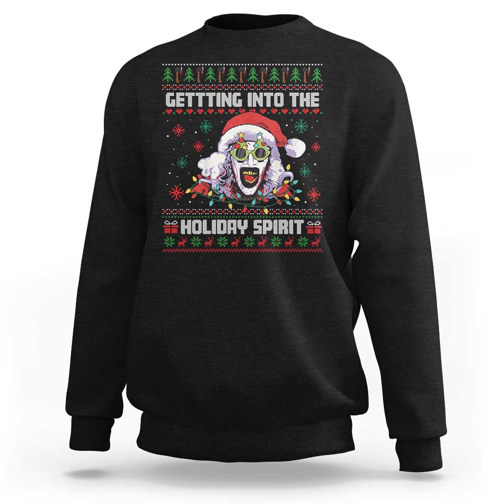 Terrifier Santa Christmas Sweatshirt Getting Into The Holiday Spirit Horror Movie - Wonder Print Shop