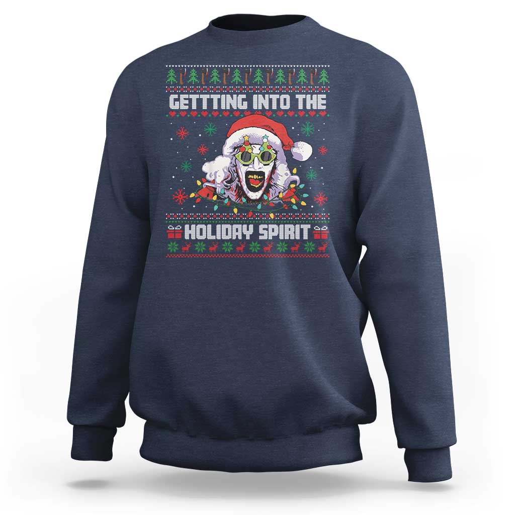 Terrifier Santa Christmas Sweatshirt Getting Into The Holiday Spirit Horror Movie - Wonder Print Shop