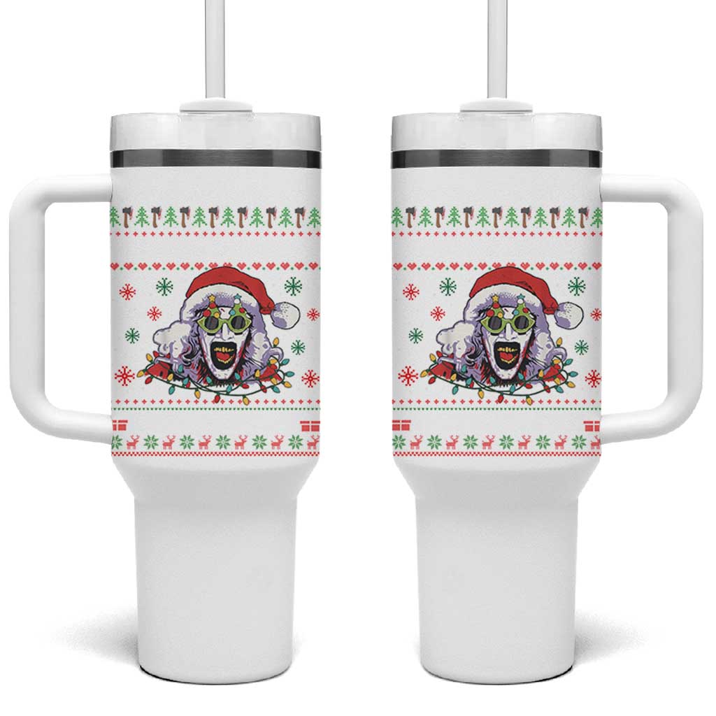 Terrifier Santa Christmas Tumbler With Handle Getting Into The Holiday Spirit Horror Movie - Wonder Print Shop