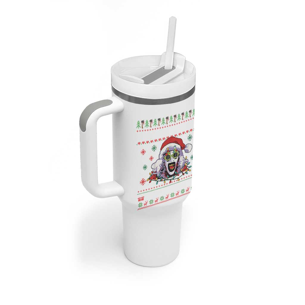Terrifier Santa Christmas Tumbler With Handle Getting Into The Holiday Spirit Horror Movie - Wonder Print Shop