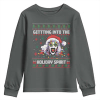 Terrifier Santa Christmas Youth Sweatshirt Getting Into The Holiday Spirit Horror Movie - Wonder Print Shop