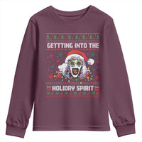 Terrifier Santa Christmas Youth Sweatshirt Getting Into The Holiday Spirit Horror Movie - Wonder Print Shop
