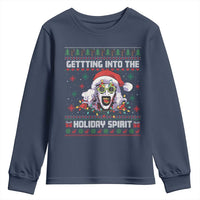 Terrifier Santa Christmas Youth Sweatshirt Getting Into The Holiday Spirit Horror Movie - Wonder Print Shop