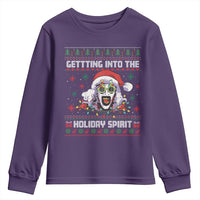 Terrifier Santa Christmas Youth Sweatshirt Getting Into The Holiday Spirit Horror Movie - Wonder Print Shop
