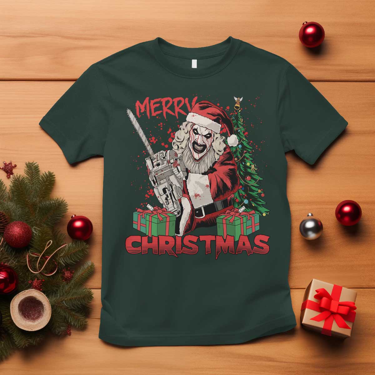 Terrifier Santa Christmas Horror Movie T Shirt - Wonder Print Shop