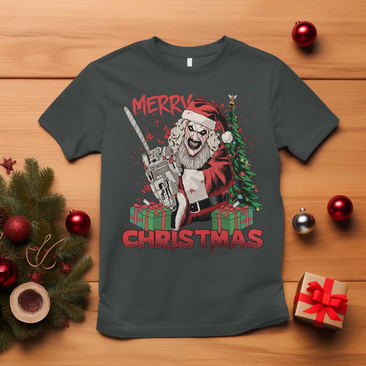 Terrifier Santa Christmas Horror Movie T Shirt - Wonder Print Shop