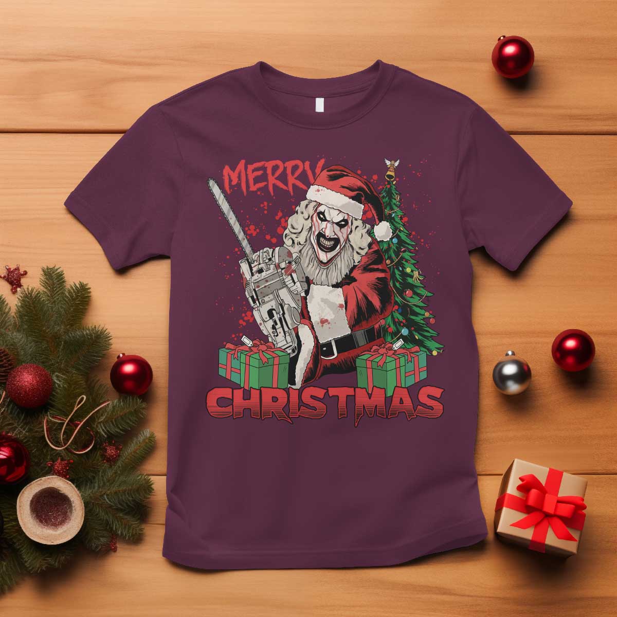 Terrifier Santa Christmas Horror Movie T Shirt - Wonder Print Shop