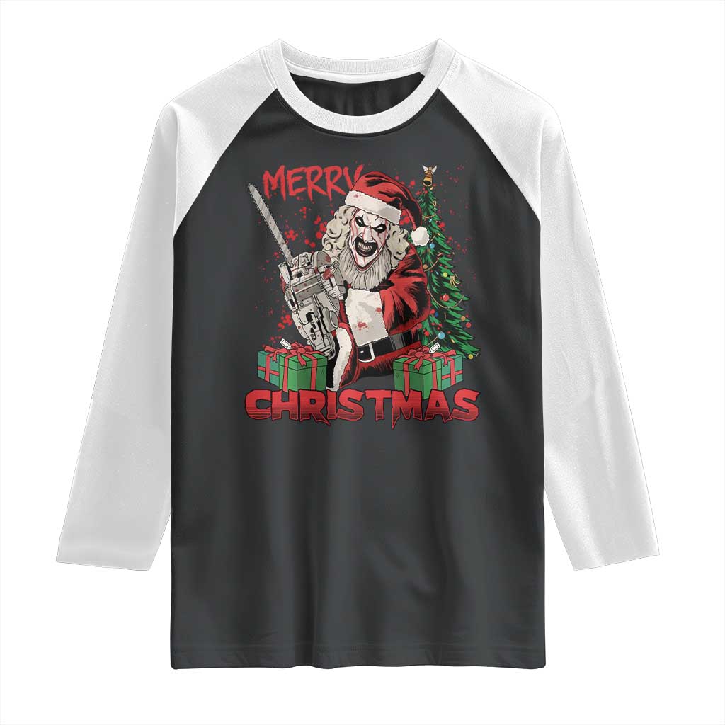 Terrifier Santa Christmas Horror Movie Raglan Shirt - Wonder Print Shop