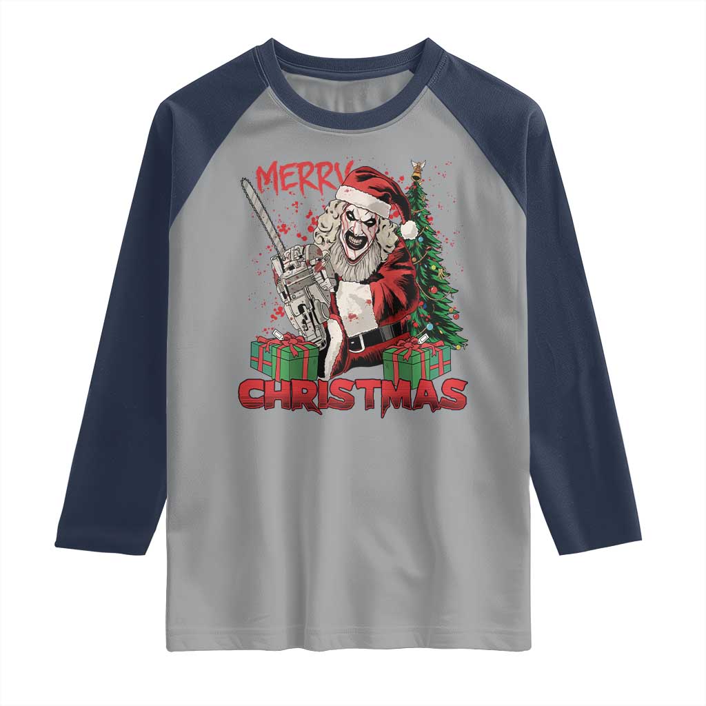 Terrifier Santa Christmas Horror Movie Raglan Shirt - Wonder Print Shop