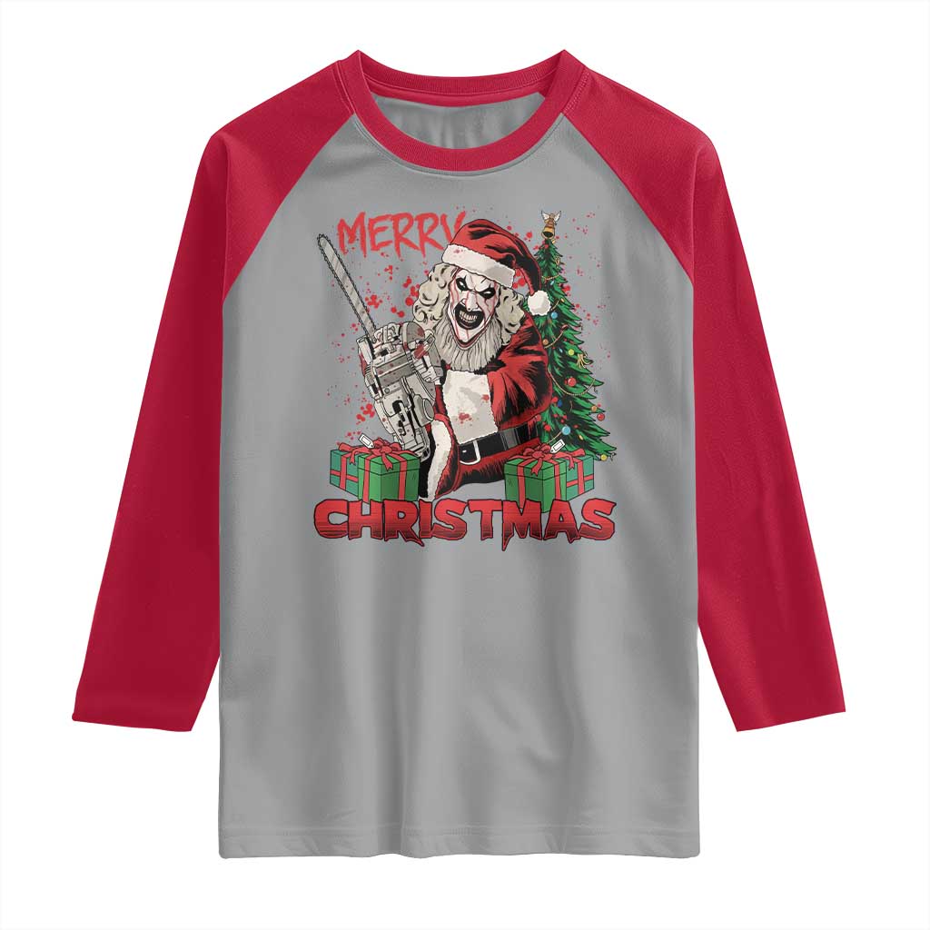 Terrifier Santa Christmas Horror Movie Raglan Shirt - Wonder Print Shop