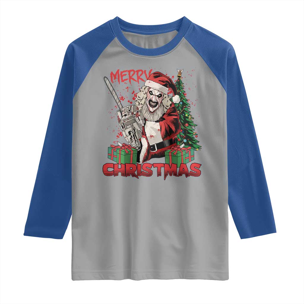 Terrifier Santa Christmas Horror Movie Raglan Shirt - Wonder Print Shop