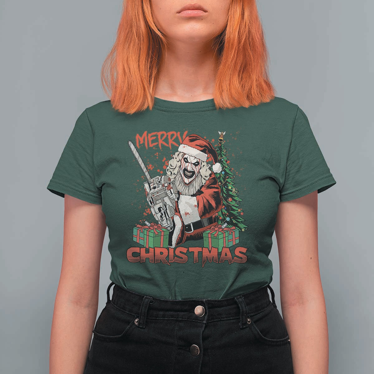 Terrifier Santa Christmas Horror Movie T Shirt For Women - Wonder Print Shop