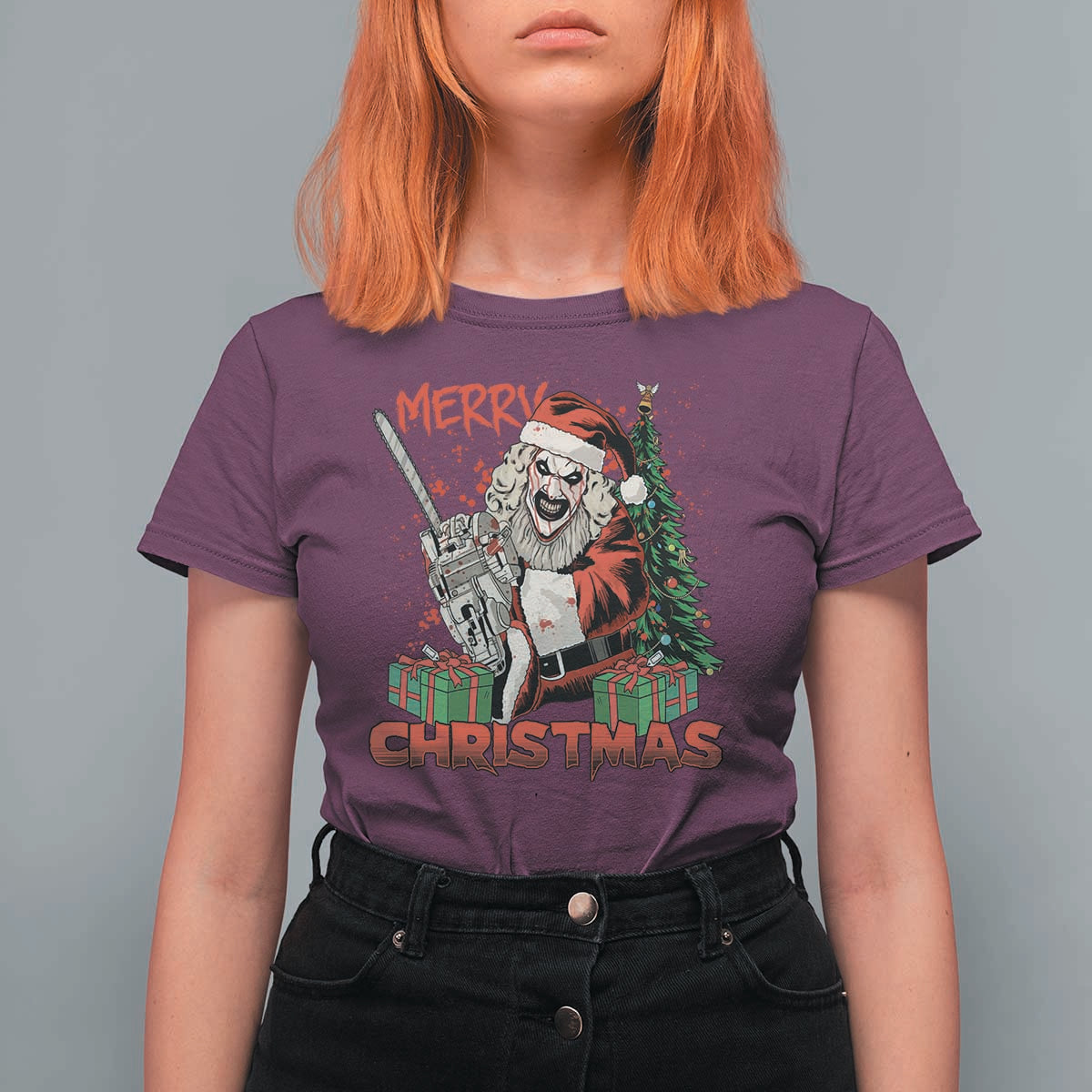 Terrifier Santa Christmas Horror Movie T Shirt For Women - Wonder Print Shop