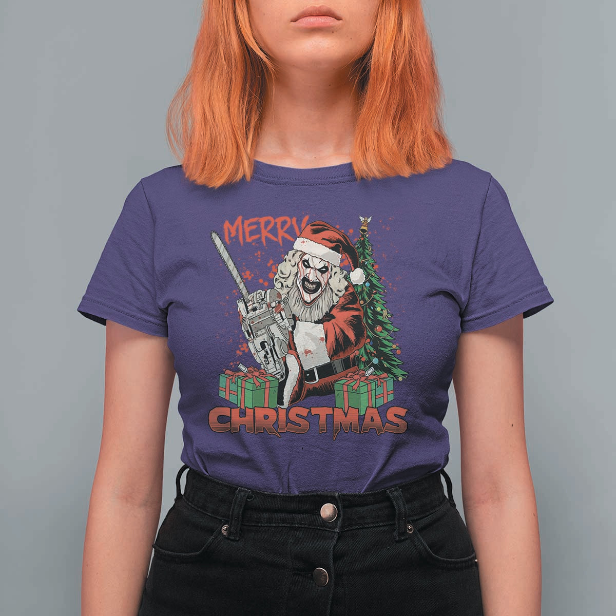 Terrifier Santa Christmas Horror Movie T Shirt For Women - Wonder Print Shop