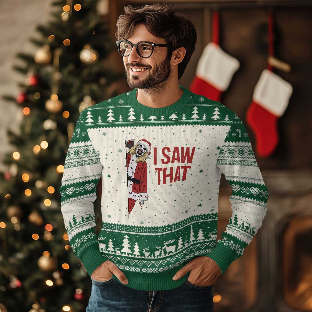 Terrifier Santa Xmas Movie Ugly Christmas Sweater I Saw That Meme - Wonder Print Shop