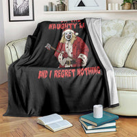 Terrifier Santa Christmas Movie Throw Blanket On The Naughty List And I Regret Nothing - Wonder Print Shop