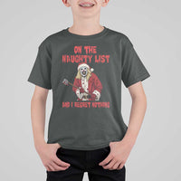 Terrifier Santa Christmas Movie T Shirt For Kid On The Naughty List And I Regret Nothing - Wonder Print Shop