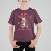 Terrifier Santa Christmas Movie T Shirt For Kid On The Naughty List And I Regret Nothing - Wonder Print Shop
