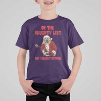 Terrifier Santa Christmas Movie T Shirt For Kid On The Naughty List And I Regret Nothing - Wonder Print Shop