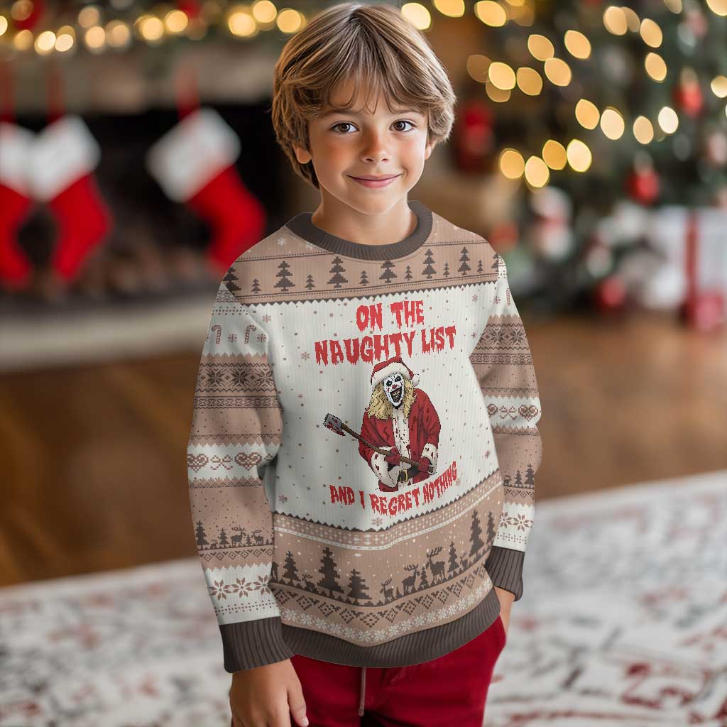 Terrifier Santa Xmas Movie Ugly Christmas Sweater On The Naughty List And I Regret Nothing - Wonder Print Shop