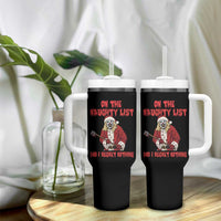 Terrifier Santa Christmas Movie Tumbler With Handle On The Naughty List And I Regret Nothing - Wonder Print Shop