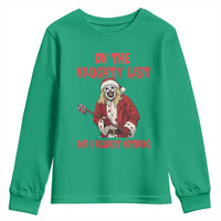 Terrifier Santa Christmas Movie Youth Sweatshirt On The Naughty List And I Regret Nothing - Wonder Print Shop
