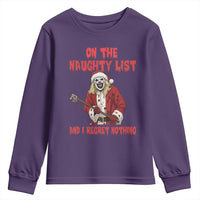 Terrifier Santa Christmas Movie Youth Sweatshirt On The Naughty List And I Regret Nothing - Wonder Print Shop